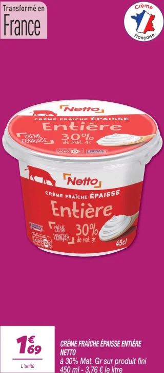 Crème fraîche épaisse entière 