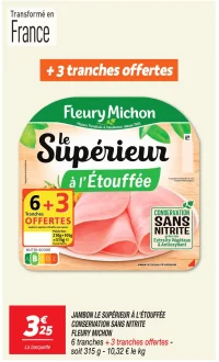 Jambon le supérieur à l'étouffée conservation sans nitrite 