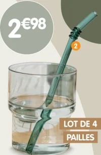 Lot de 4 pailles en verre