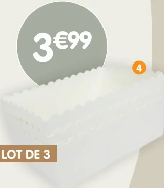 Lot de 3 panières blanches