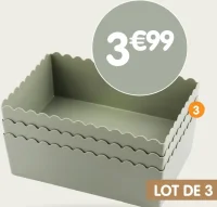 Lot de 3 panières vertes