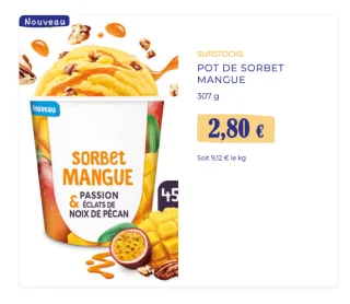 POT DE SORBET MANGUE SURSTOCKS