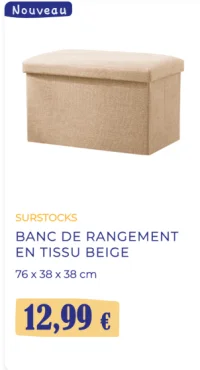 SURSTOCKS BANC DE RANGEMENT EN TISSU BEIGE