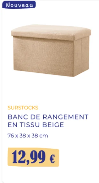 SURSTOCKS BANC DE RANGEMENT EN TISSU BEIGE
