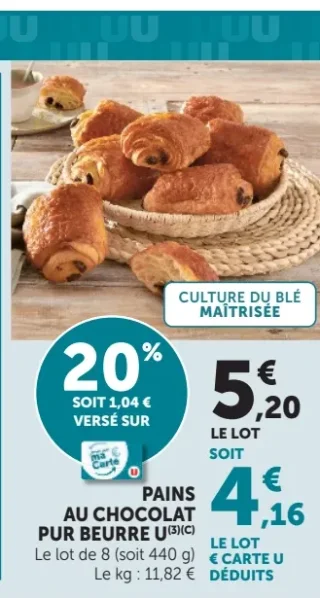 Pains au chocolat pur beurre U