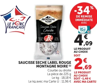 Saucisse Sèche Label Rouge Montagne Noire
