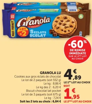 Granola LU Cookies aux gros éclats de chocolat