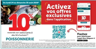 Offre Poissonnerie - 10% reversés sur votre Carte U dès 5€ d'achats