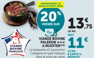 VIANDE BOVINE PALERON *** A MIJOTER