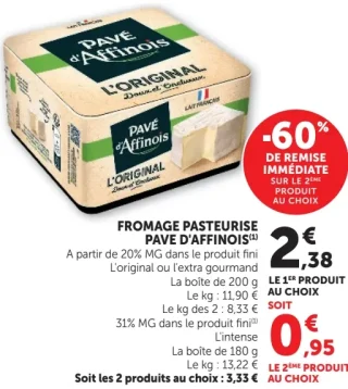 Fromage pasteurisé Pavé d'Affinois