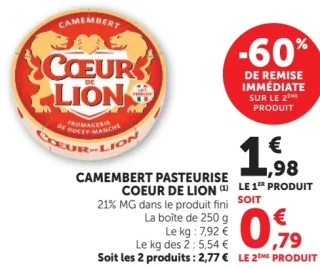 Camembert pasteurisé Coeur de Lion
