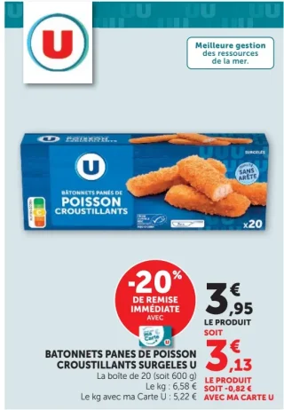 Batonnets panes de posson croustillants surgeles U