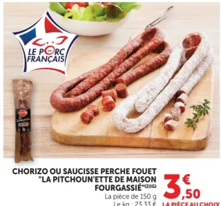 Chorizo ou saucisse perche fouet La Pitchounette de Maison Fourgassié