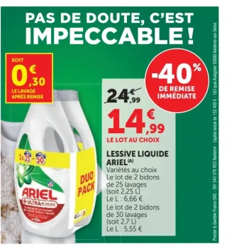 Lessive Liquide Ariel Duo Pack Variétés au choix
