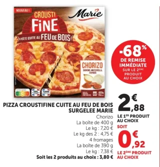 Pizza Croustifine cuite au feu de bois Marie
