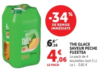 Thé glacé saveur pêche Fuzetea