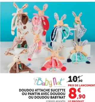 Doudou Attache Sucette ou Pantin avec Doudou ou Doudou Baby Nat'