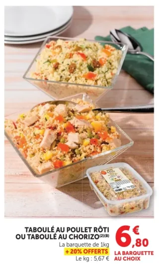 Taboulé au poulet rôti ou au chorizo