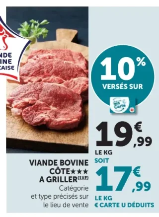 Viande bovine côte*** à griller