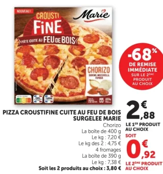 Pizza Croustifine Marie (Chorizo / 4 Fromages)