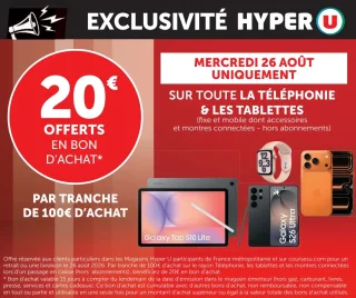 Offre Bon d'achat - Toute la téléphonie & les tablettes (dont accessoires et montres connectées)