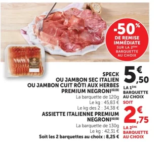 SPECK OU JAMBON SEC ITALIEN OU JAMBON CUIT RÔTI AUX HERBES PREMIUM NEGRONI