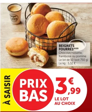 BEIGNETS FOURRÉS Chocolat/noisette, framboise ou pomme