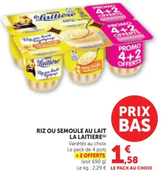 Riz ou semoule au lait La Laitière