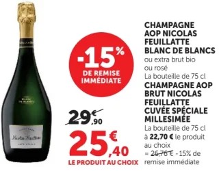 CHAMPAGNE AOP NICOLAS FEUILLATTE BLANC DE BLANCS ou CUVÉE SPÉCIALE