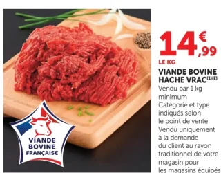 Viande bovine haché vrac Viande Bovine Française