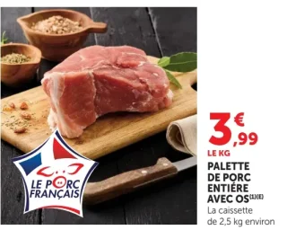 Palette de porc entière avec os Le Porc Français