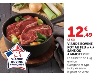 Viande bovine pot au feu ★★★ sans os à mijoter Viande Bovine Française