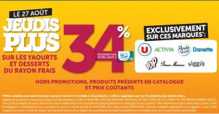 Yaourts et desserts du rayon frais U, Activia, Perle de Lait, Danette, Yop, Bonne Maman, Siggi's