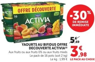 YAOURTS AU BIFIDUS OFFRE DECOUVERTE ACTIVIA