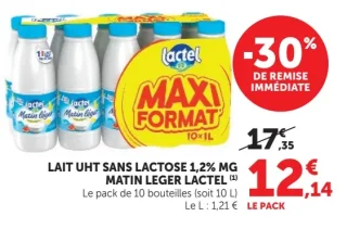 LAIT UHT SANS LACTOSE 1,2% MG MATIN LEGER LACTEL