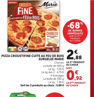 Pizza Croustifine cuite au feu de bois Chorizo Marie