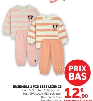 Ensemble 2 pièces bébé licence Disney