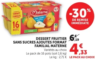 DESSERT FRUITIER SANS SUCRES AJOUTES FORMAT FAMILIAL MATERNE