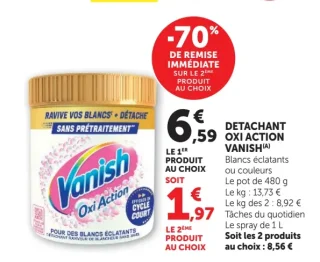 Détachant Oxi Action Vanish Blancs éclatants ou couleurs