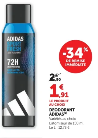 Déodorant Adidas Variétés au choix