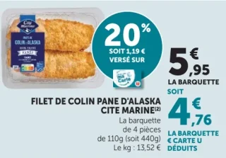 Filet de Colin pané d'Alaska Cité Marine