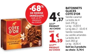Bâtonnets glacés Côte d'Or Vanille Caramel