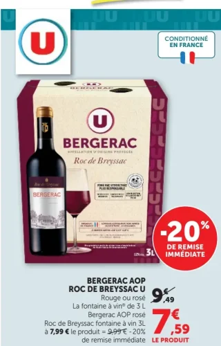 Bergerac AOP Roc de Breyssac U Rouge ou rosé