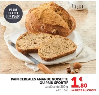 PAIN CEREALES AMANDE NOISETTE OU PAIN SPORTIF