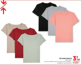 Tee shirt adulte 100% coton