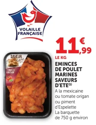Émincés de poulet marinés Saveurs d'été
