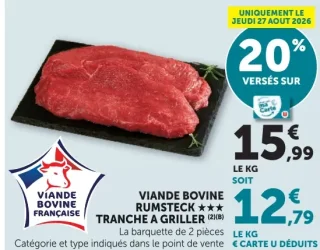 Viande bovine Rumsteck Tranche à griller