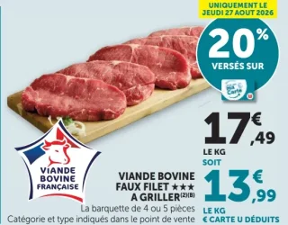 Viande bovine Faux Filet A griller