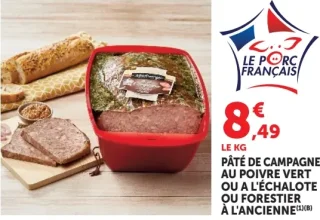 Pâté de campagne au poivre vert ou à l'échalote ou forestier à l'ancienne