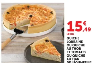 Quiche lorraine ou quiche au thon et tomates ou quiche au tian de légumes